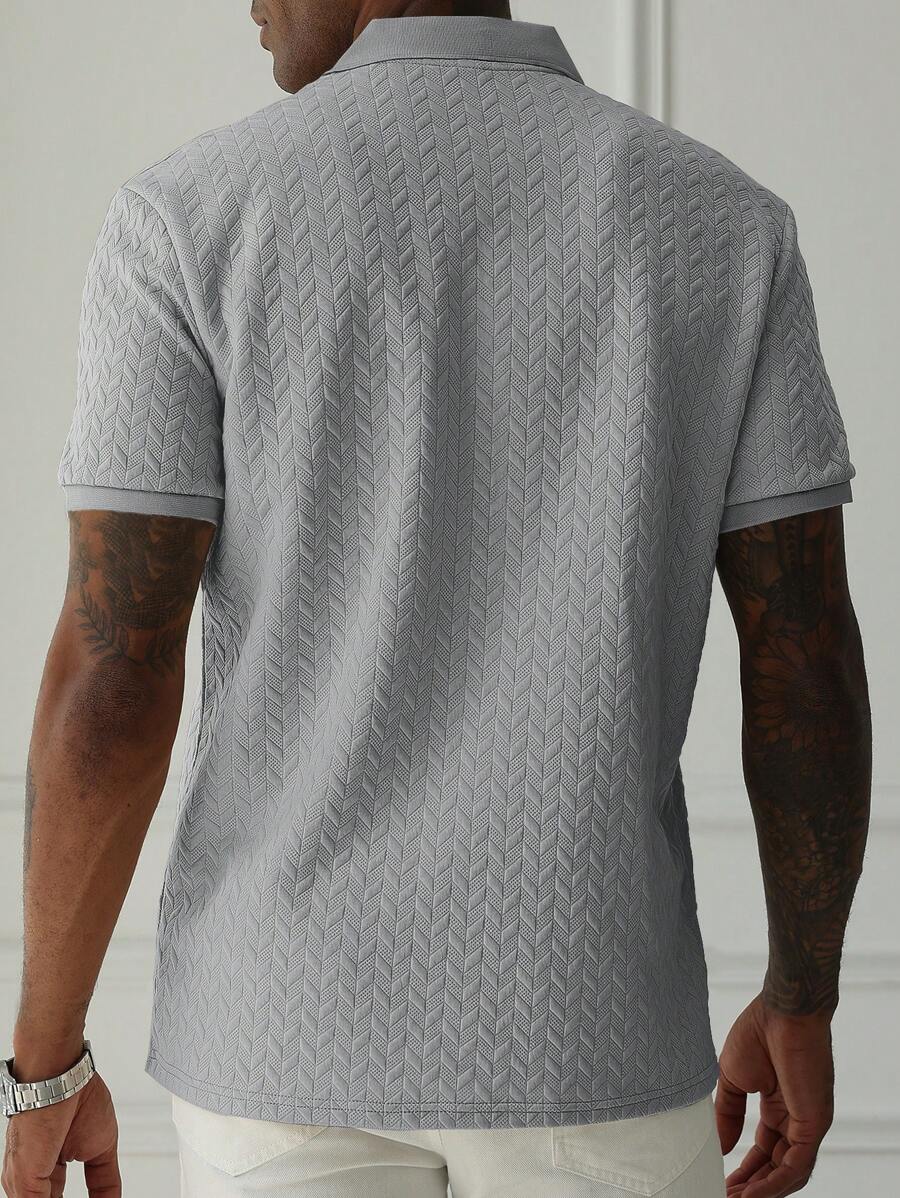 Mens Polo Shirt Geometric Jacquard Knit Short Sleeve – Balvex