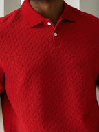 Mens Polo Shirt Geometric Jacquard Knit Short Sleeve – Balvex