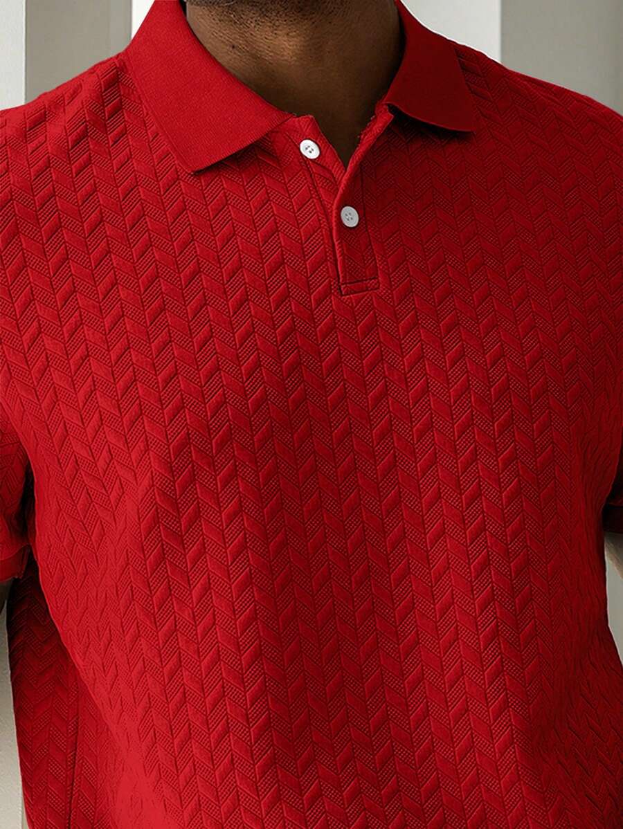 Mens Polo Shirt Geometric Jacquard Knit Short Sleeve – Balvex