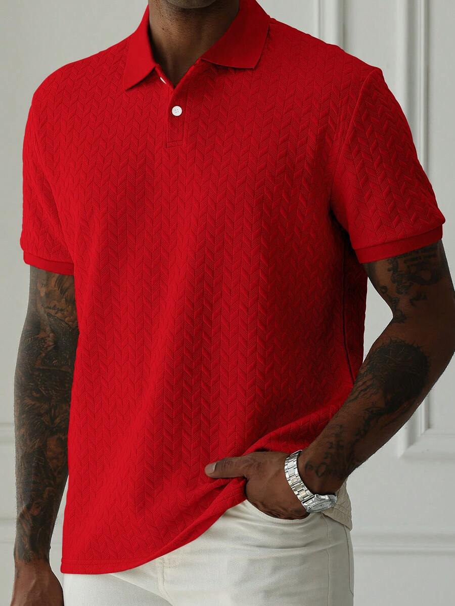 Mens Polo Shirt Geometric Jacquard Knit Short Sleeve – Balvex