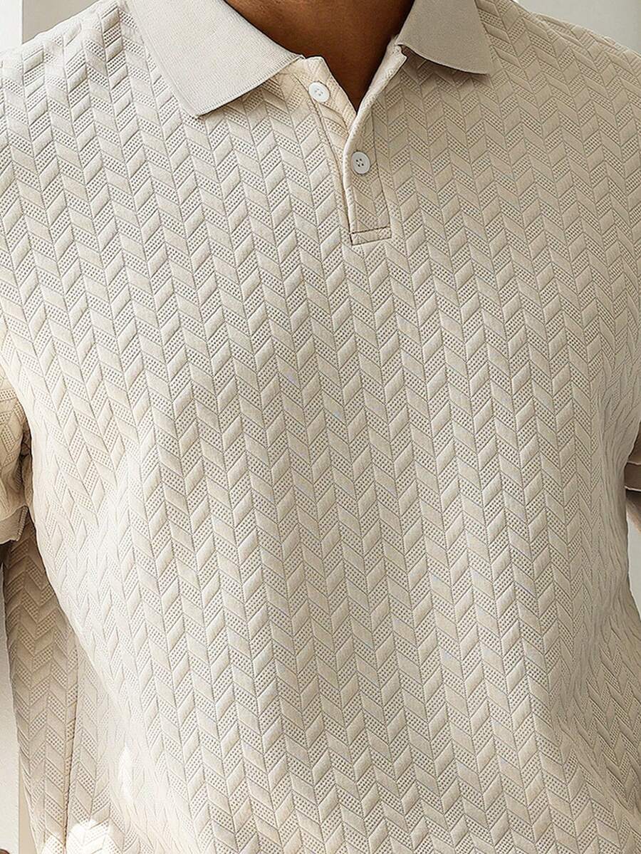 Mens Polo Shirt Geometric Jacquard Knit Short Sleeve – Balvex