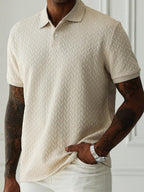 Mens Polo Shirt Geometric Jacquard Knit Short Sleeve – Balvex