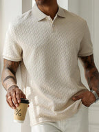 Mens Polo Shirt Geometric Jacquard Knit Short Sleeve – Balvex