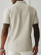 Mens Polo Shirt Geometric Jacquard Knit Short Sleeve – Balvex