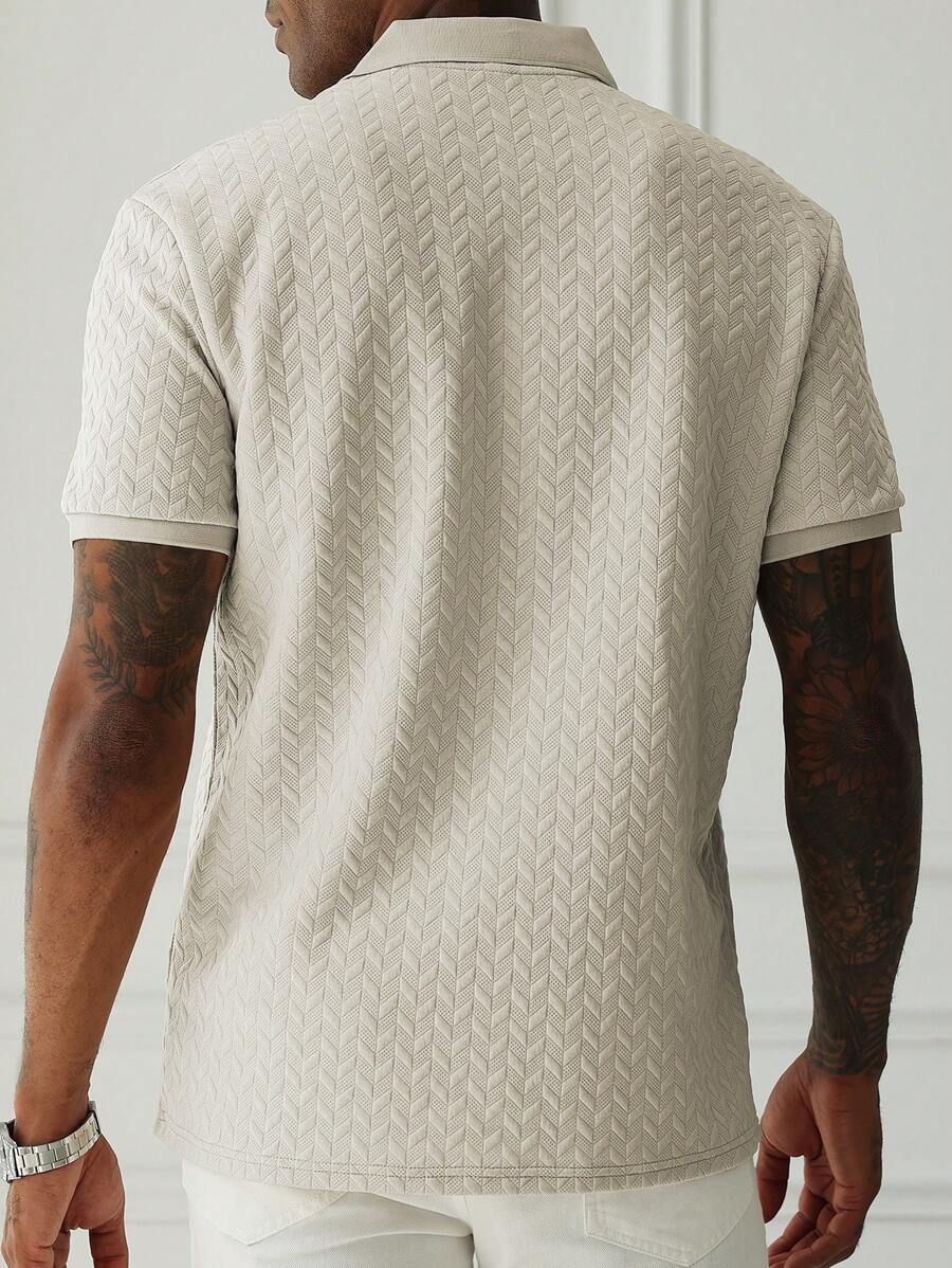Mens Polo Shirt Geometric Jacquard Knit Short Sleeve – Balvex