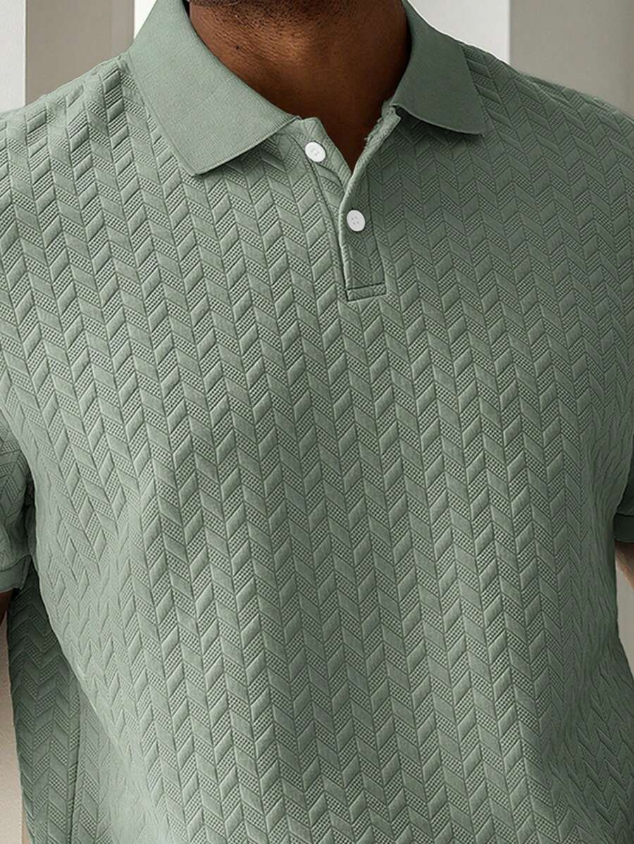 Mens Polo Shirt Geometric Jacquard Knit Short Sleeve – Balvex