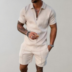 Polo & Shorts Matching Set Zip-Front Short Sleeve in Black – Finn