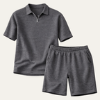 Mens Short and Polo Waffle Knit Set Relaxed Fit – Sanro