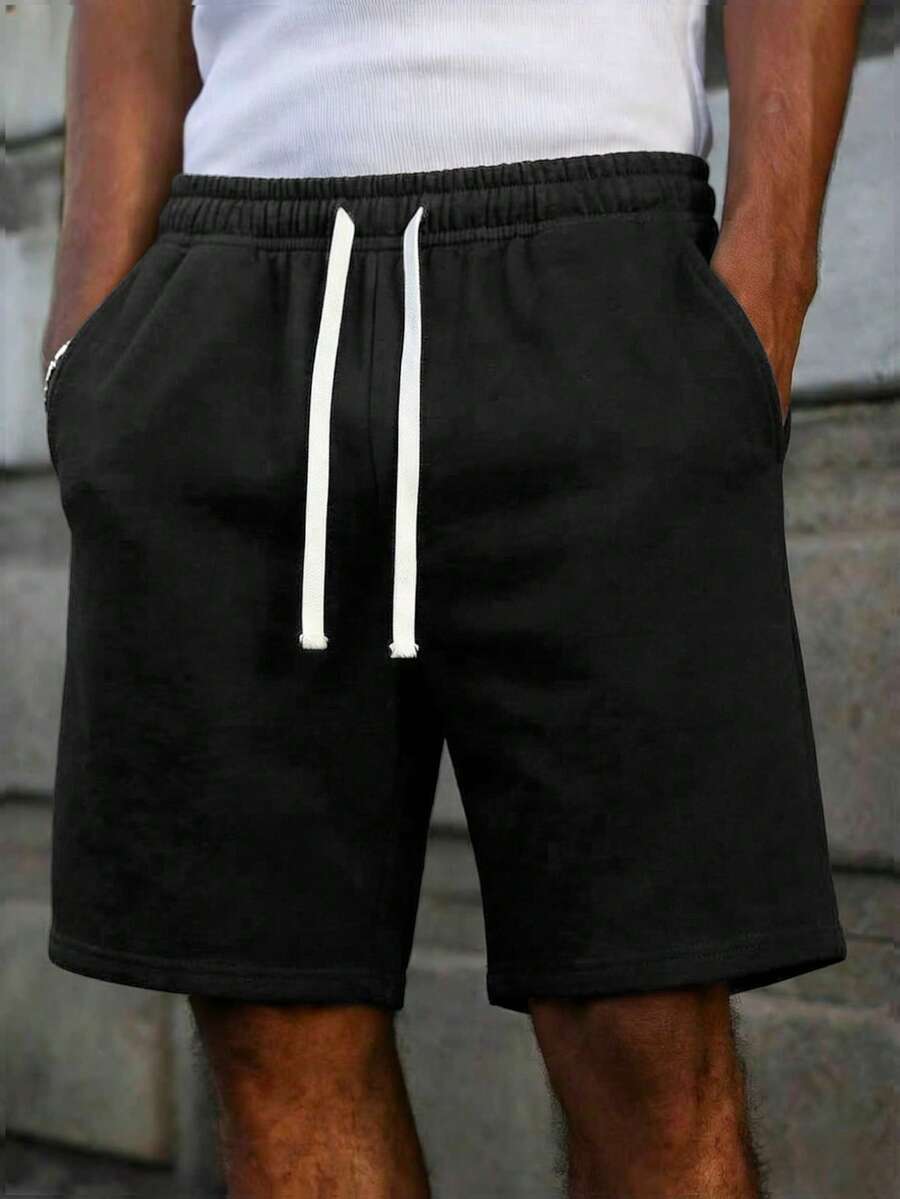 Knit drawstring casual short in black – TARLANO