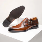 Men's Single Monk Strap Dress Shoe Almond Toe Buckle Detail – Balvon
