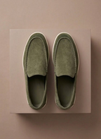 Model wearing knit slip-on loafer casual walking shoe – TARLANO
