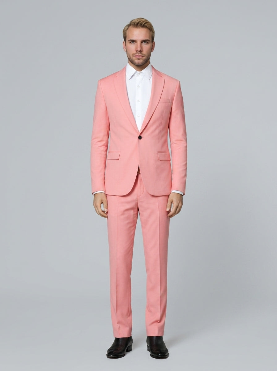 2-piece slim fit peaked lapel suit in pink – TARLANO