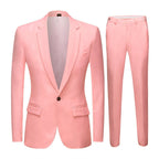 Model wearing pink slim fit 2-piece suit – TARLANO