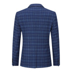 Mens Suit 3-Piece Slim Fit Plaid Peaked Lapel Navy – Beldox