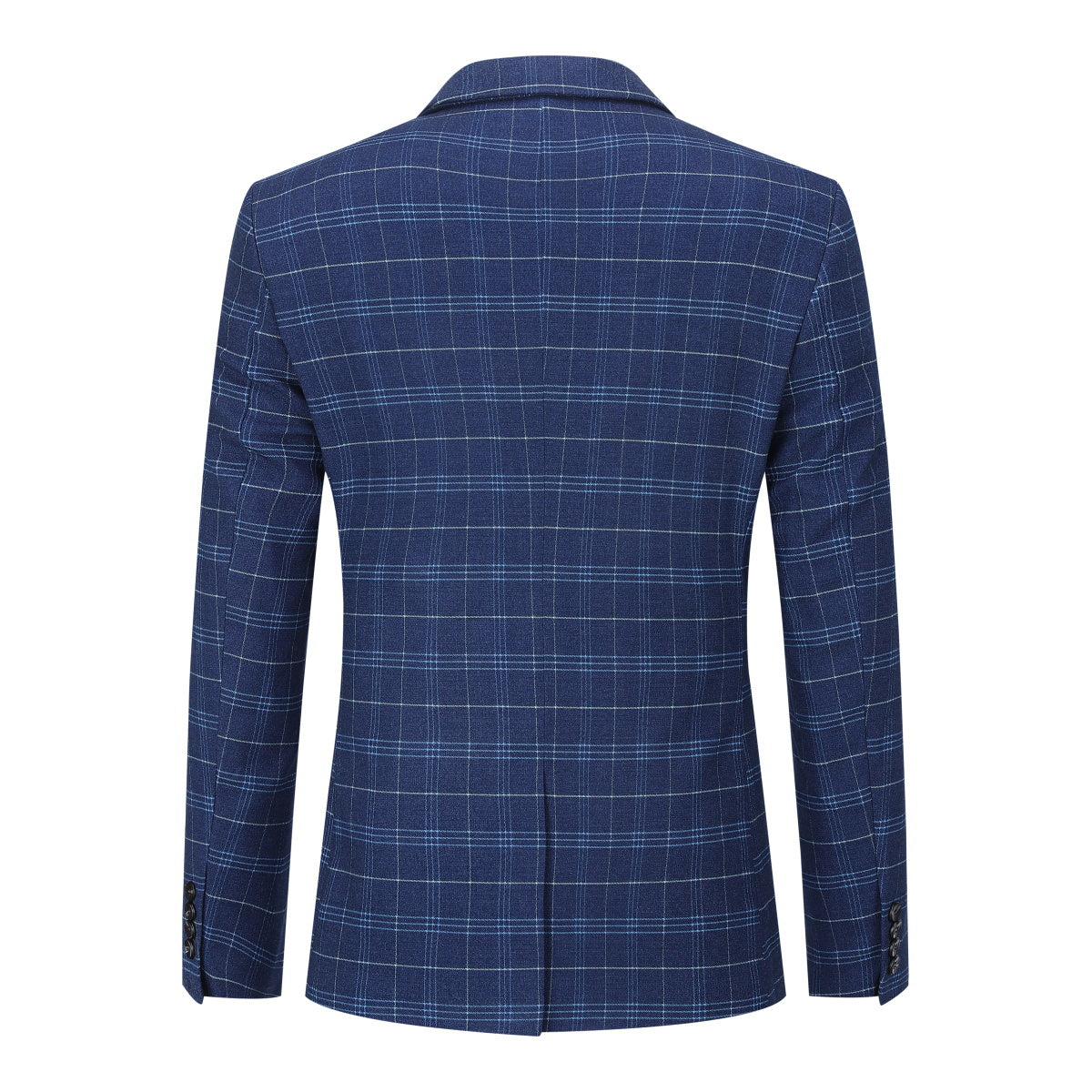 Mens Suit 3-Piece Slim Fit Plaid Peaked Lapel Navy – Beldox