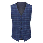 Mens Suit 3-Piece Slim Fit Plaid Peaked Lapel Navy – Beldox