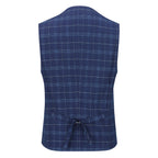 Mens Suit 3-Piece Slim Fit Plaid Peaked Lapel Navy – Beldox