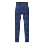 Mens Suit 3-Piece Slim Fit Plaid Peaked Lapel Navy – Beldox