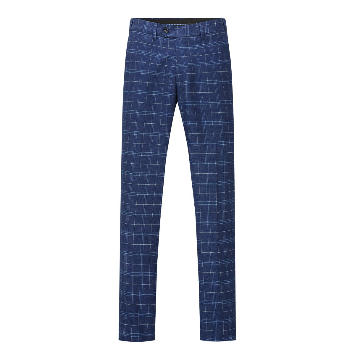 Mens Suit 3-Piece Slim Fit Plaid Peaked Lapel Navy – Beldox
