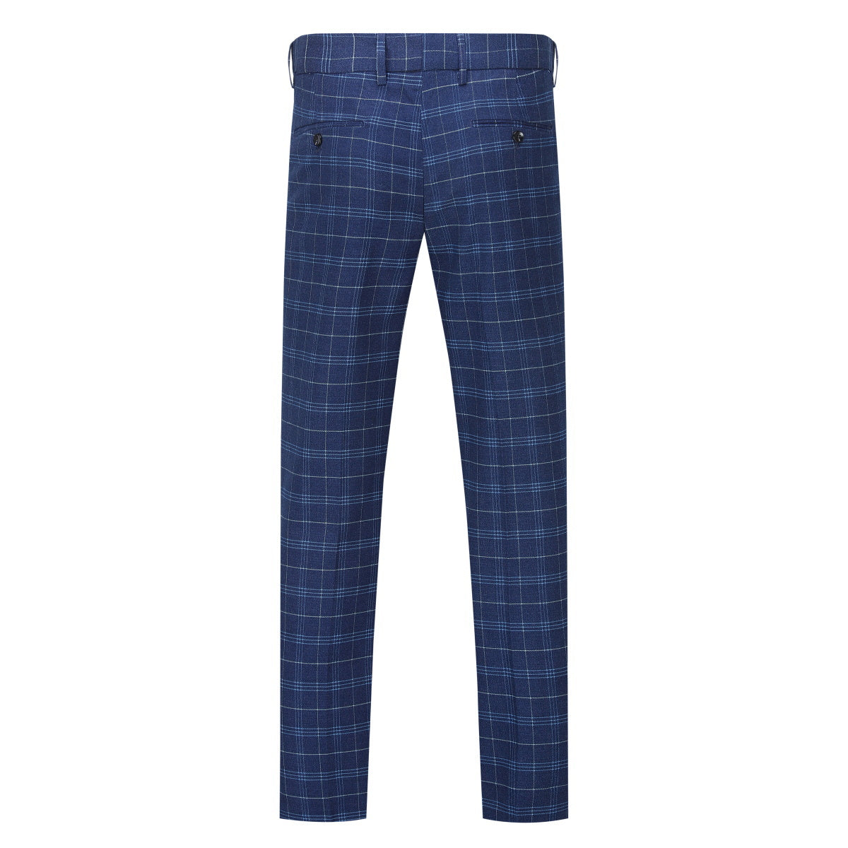 Mens Suit 3-Piece Slim Fit Plaid Peaked Lapel Navy – Beldox