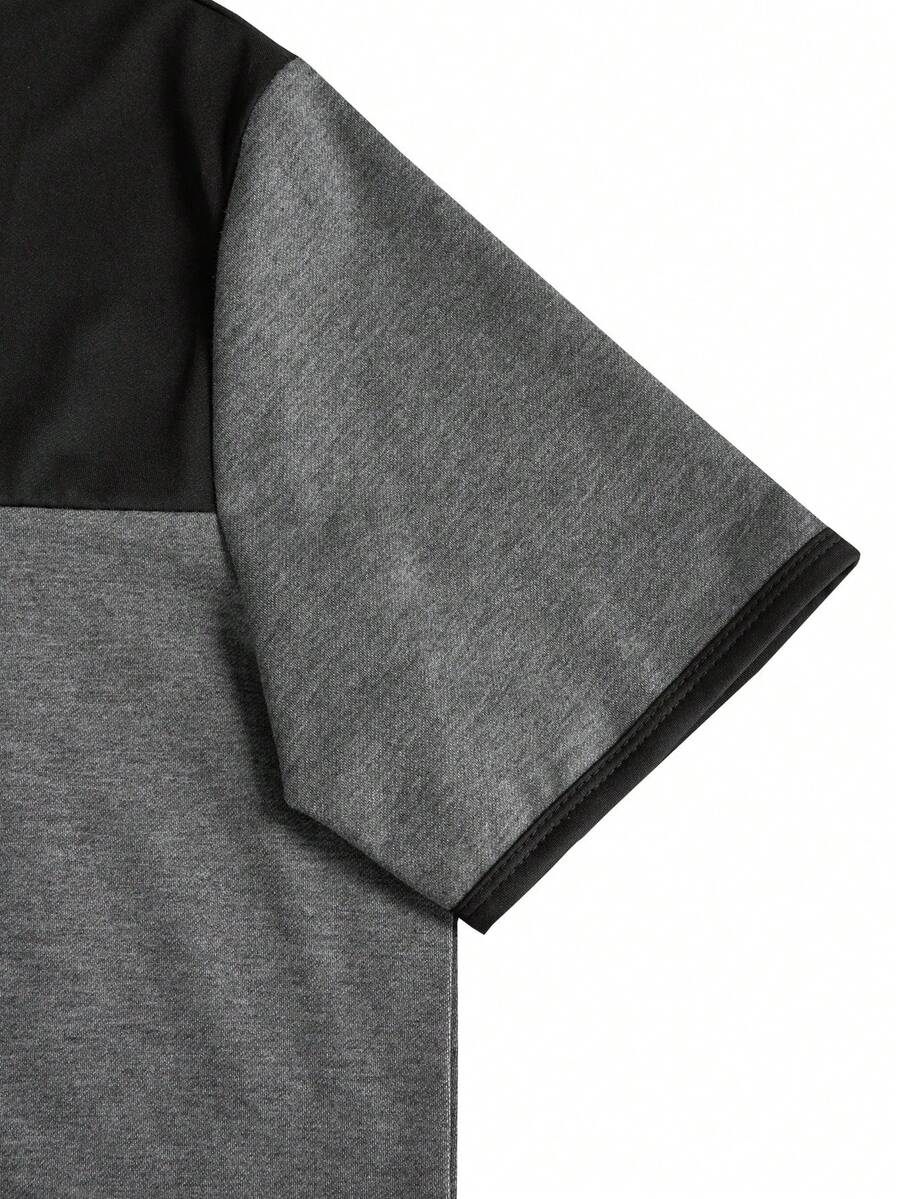 Mens T-Shirt and Shorts Set Color Block Crewneck Short Sleeve – Valco
