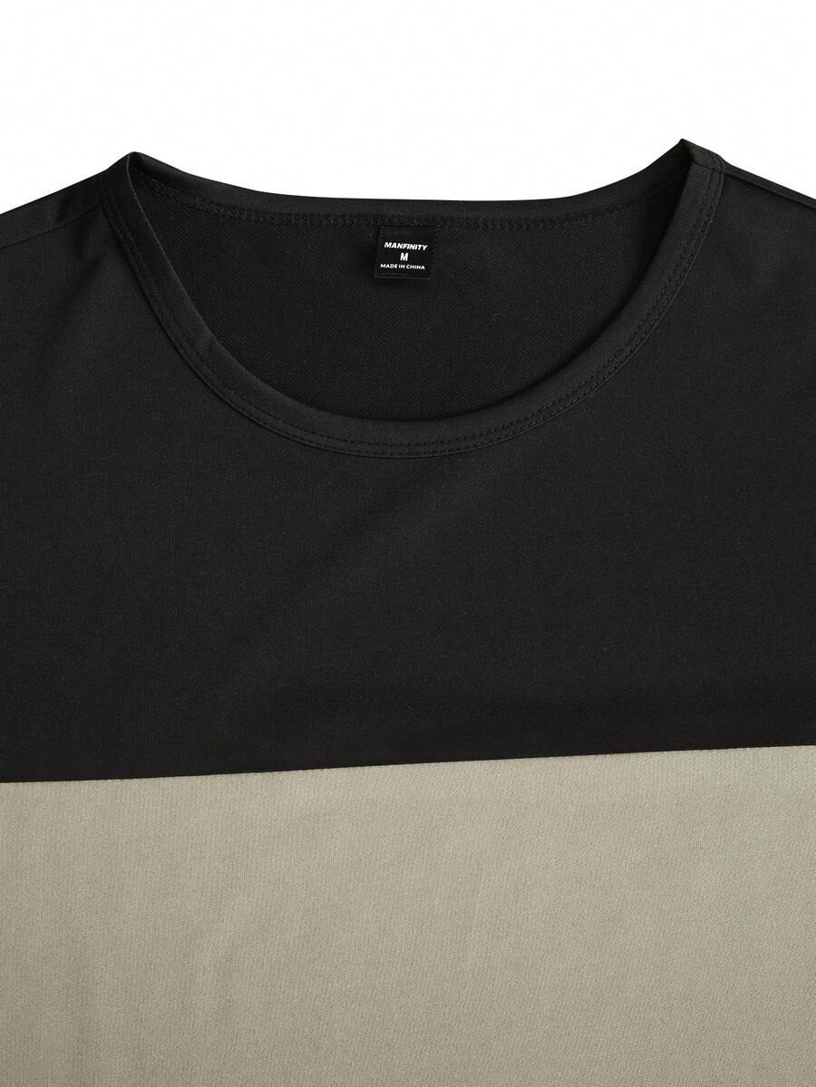 Mens T-Shirt and Shorts Set Color Block Crewneck Short Sleeve – Valco