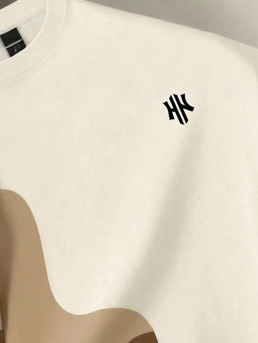 Mens T-Shirt Color Block Drop Shoulder Casual Summer Tee – Valden