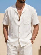 Mens T-Shirt Faux Linen Oversized Fit Short Sleeve Casual Shirt – Valner