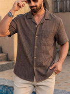 Mens T-Shirt Faux Linen Oversized Fit Short Sleeve Casual Shirt – Valner