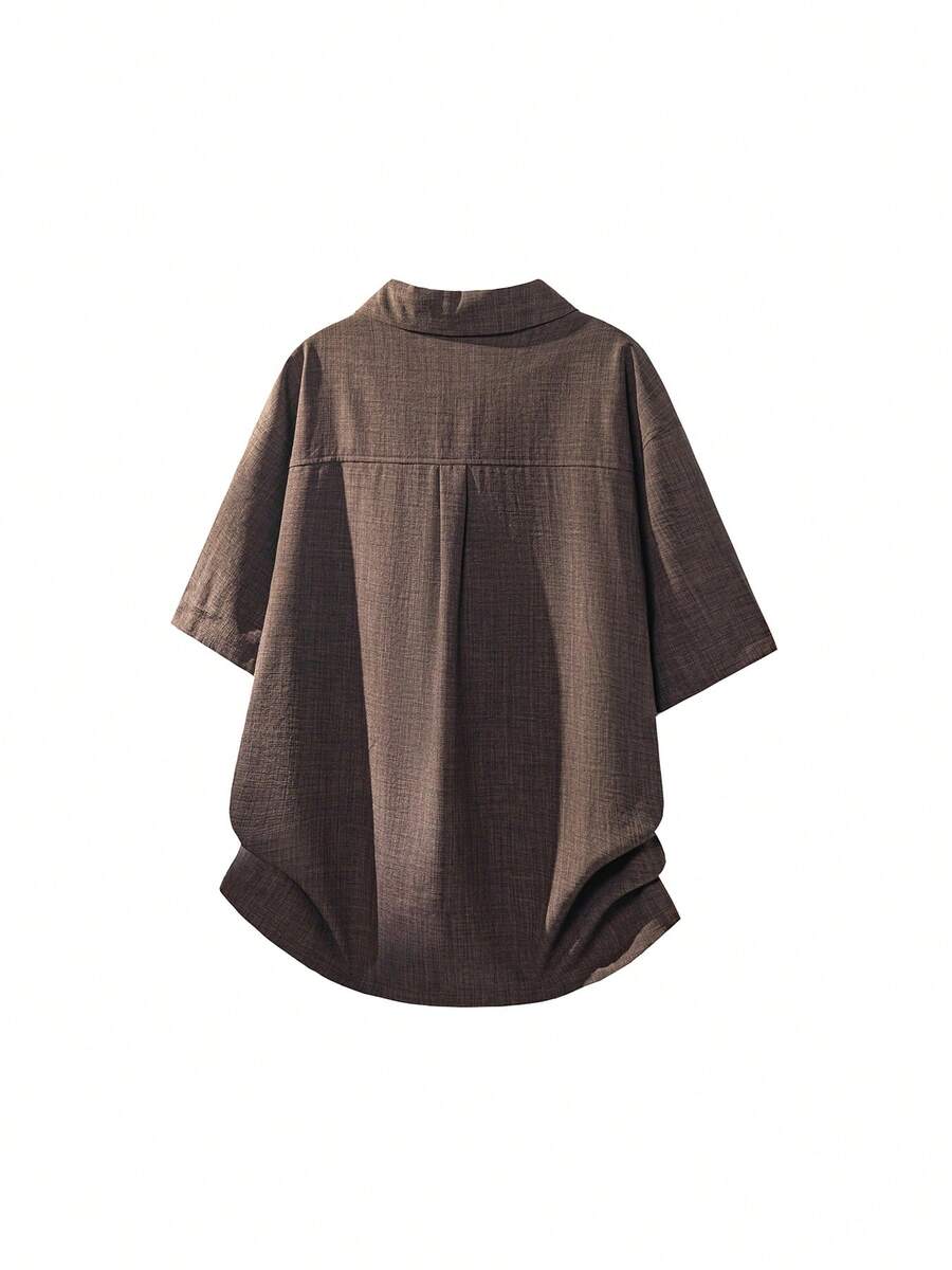 Mens T-Shirt Faux Linen Oversized Fit Short Sleeve Casual Shirt – Valner