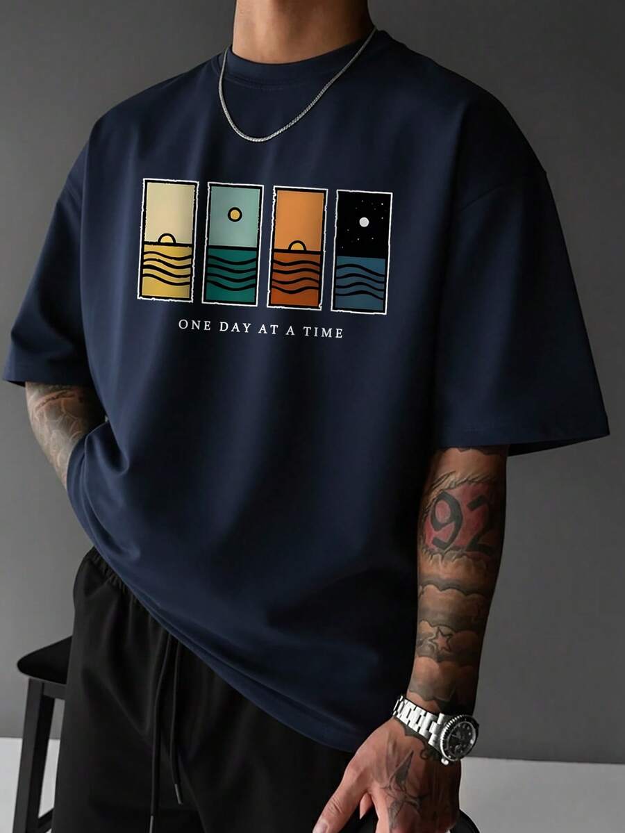 Men's T-Shirt Minimalist Graphic Drop Shoulder Short Sleeve – Corso