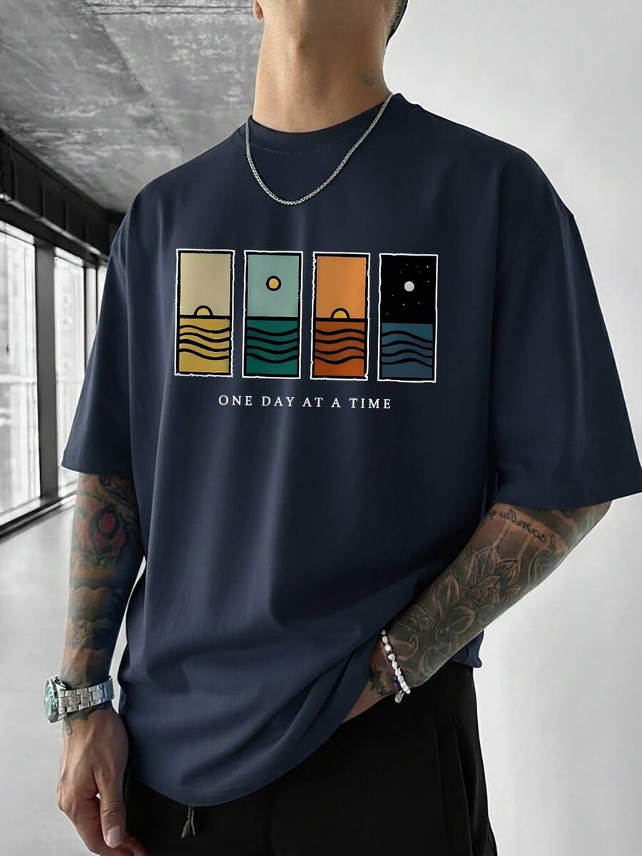 Men's T-Shirt Minimalist Graphic Drop Shoulder Short Sleeve – Corso