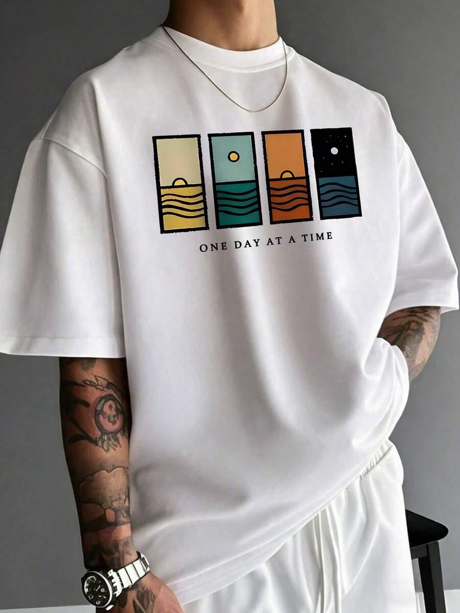 Men's T-Shirt Minimalist Graphic Drop Shoulder Short Sleeve – Corso