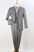 Three-piece classic fit suit in light grey with notch lapel and side vents – TARLANO