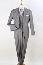 Three-piece classic fit suit in light grey with notch lapel and side vents – TARLANO