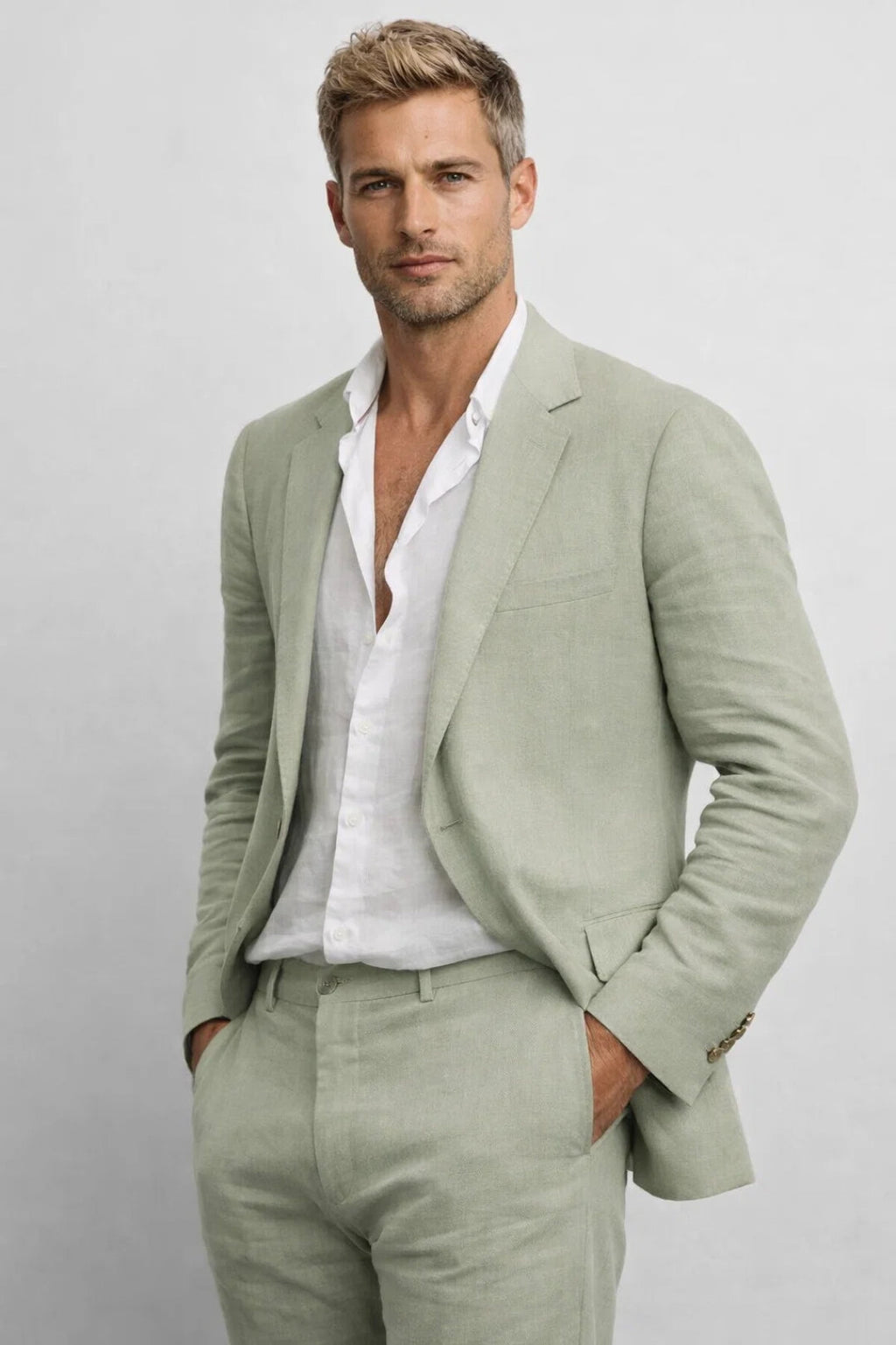 Straight fit crew neck blazer and trouser set – TARLANO