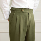 Mens Trouser High-Waisted Pleated Straight-Leg Italian Cut – Dalven