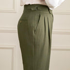Mens Trouser High-Waisted Pleated Straight-Leg Italian Cut – Dalven