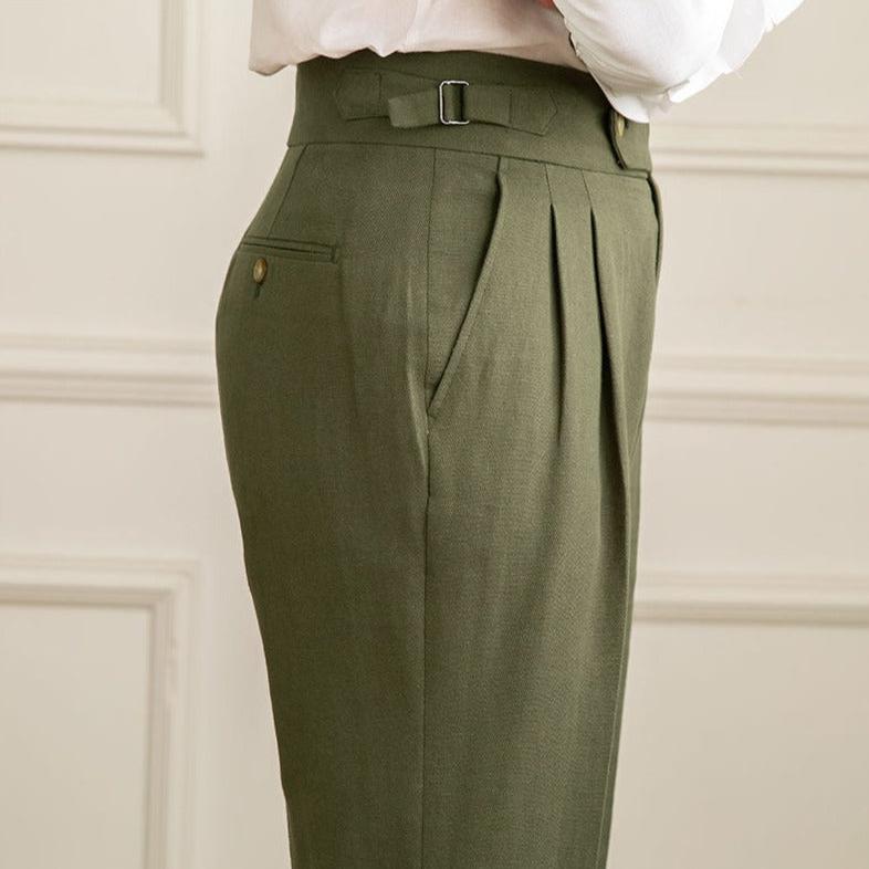 Mens Trouser High-Waisted Pleated Straight-Leg Italian Cut – Dalven