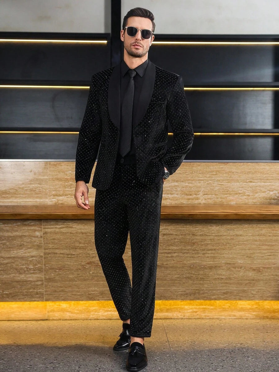 Mens Trouser Suit Shawl Collar Blazer Two-Piece Set – Vandro