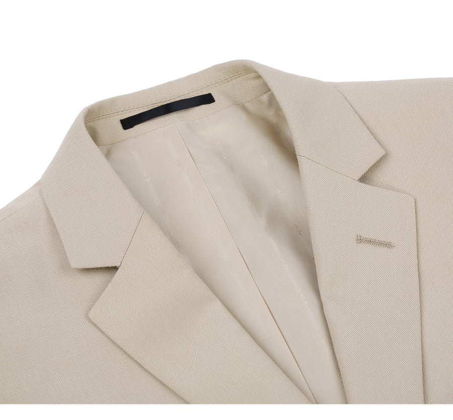 Men's Two-Button Classic Fit Suit Polyester Viscose Blend Tan – Morval