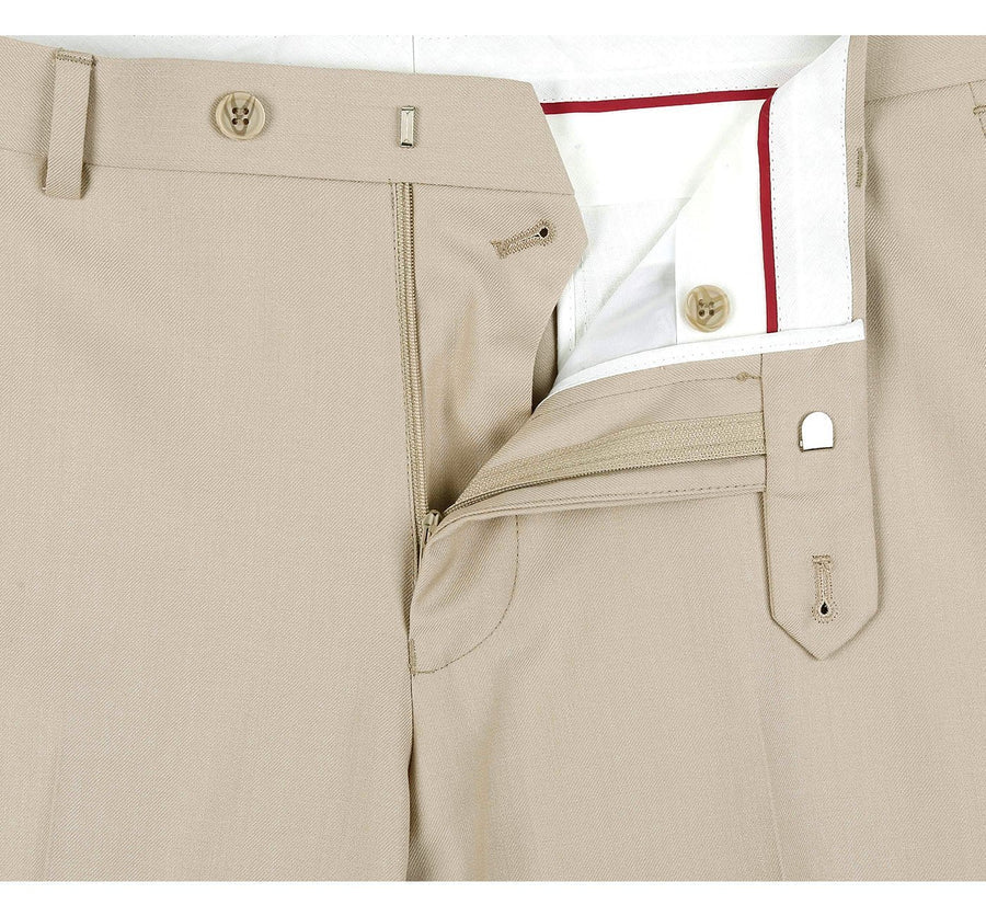 Men's Two-Button Classic Fit Suit Polyester Viscose Blend Tan – Morval