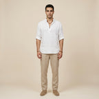 Band collar long sleeve shirt — On Model - Neutral | Generated by Modelize
