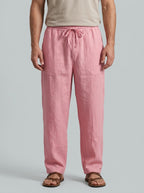 Linen Drawstring Trousers — On Model - Lower Body | Generated by Modelize