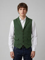 Herringbone Wool Blend Vest — On Model - Upper Body | Generated by Modelize