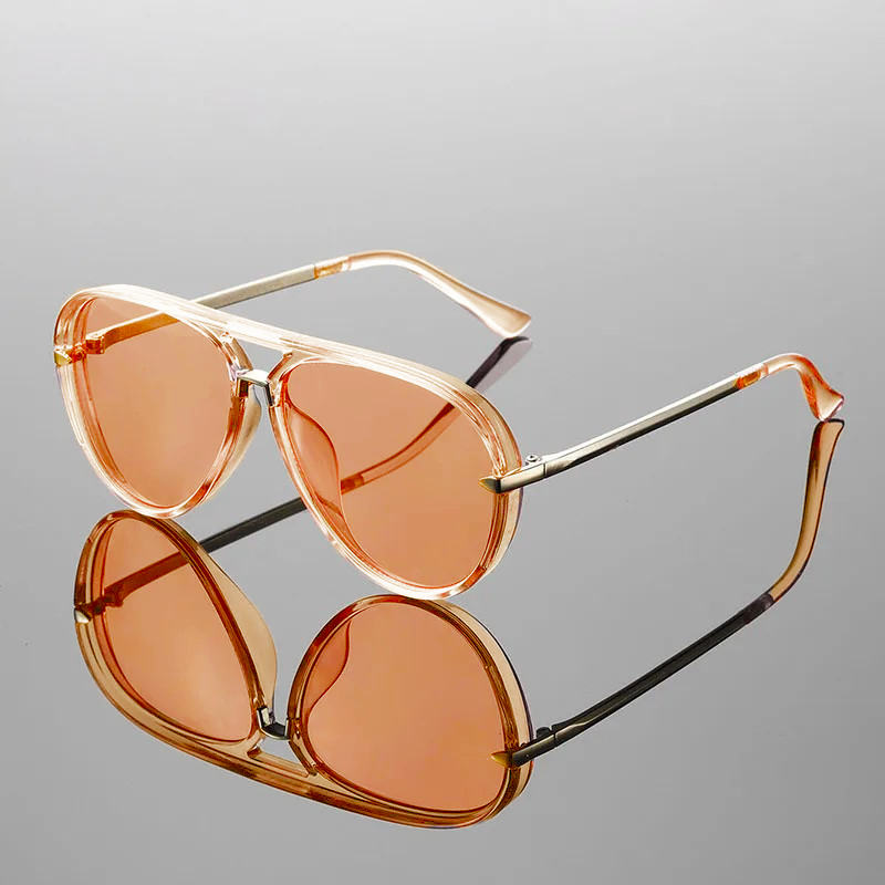 Aviator Sunglasses Polished Metal Frame Retro Lens – Tarvel