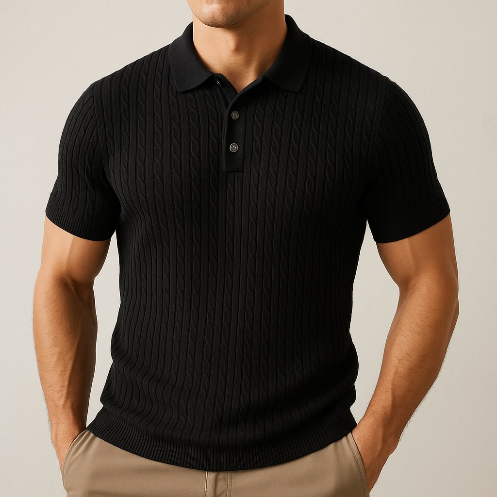 Cotton Polo Textured Knit Tailored Fit – Calvex
