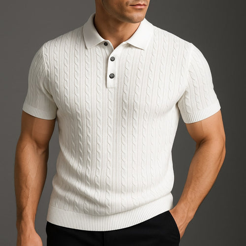 Cotton Polo Textured Knit Tailored Fit – Calvex