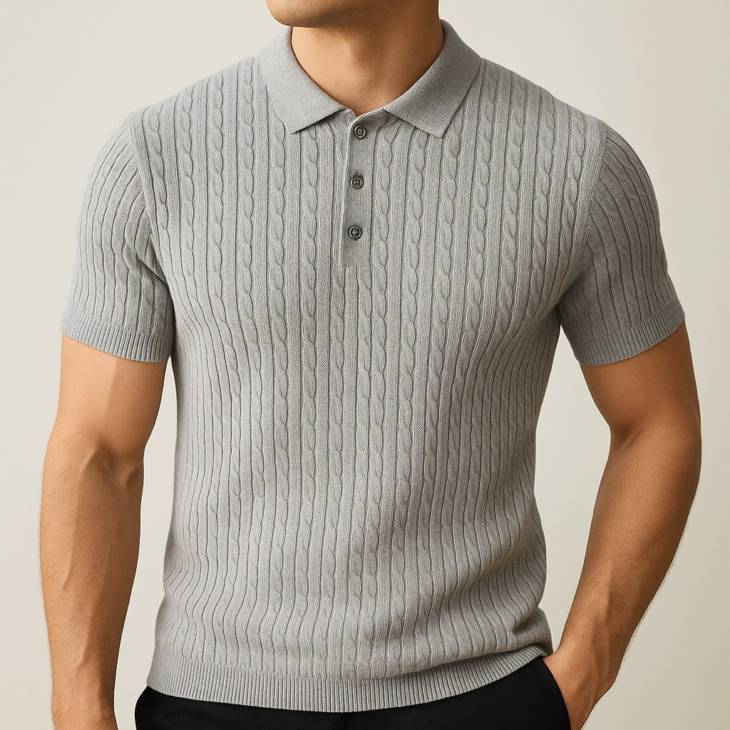 Cotton Polo Textured Knit Tailored Fit – Calvex