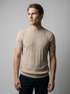 Ribbed Crew Neck Tee Slim Fit Vertical Knit – Waldo